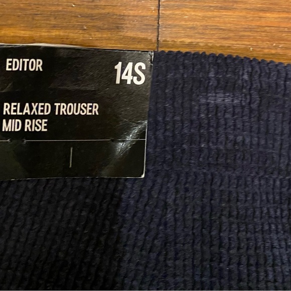 Express Editor Mid Rise Textured Corduroy Relaxed Trouser Pant in Navy Sz 14S - Picture 5 of 6